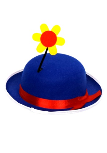 Blue Clown Derby Hat with Flower -image