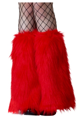 Adult Red Furry Boot Covers -image
