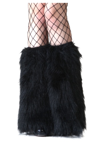 Adult Black Furry Boot Covers -image