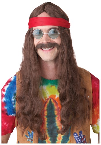 Hippie Man Wig and Mustache -image