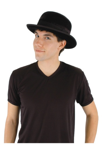 Black Velour Bowler Hat -image