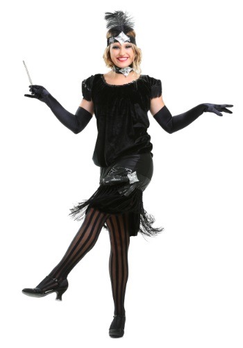 Deluxe Velvet Flapper Costume -image