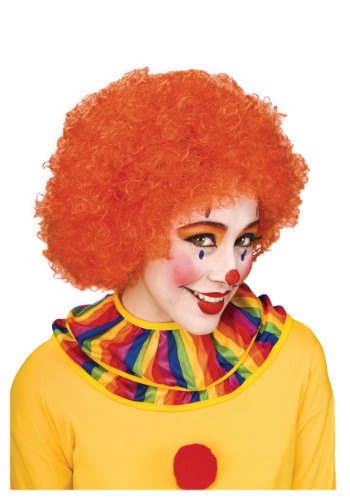 Orange Afro Clown Wig -image