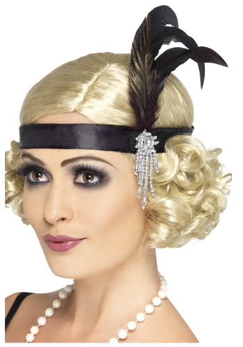 Jeweled Black Flapper Headband -image