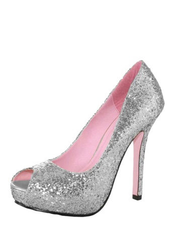 Silver Glitter Heels By: Leg Avenue for the 2022 Costume season.