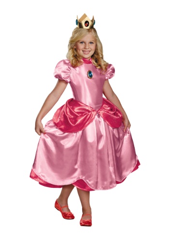 Girls Deluxe Princess Peach Costume