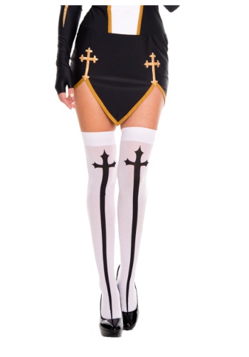 Gothic Cross Thigh High Stockings By: Music Legs for the 2022 Costume season.