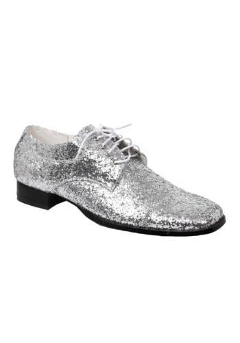 Mens Silver Glitter Disco Shoes By: Ellie for the 2022 Costume season.