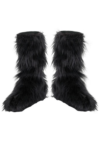 Kids Black Furry Boot Covers image