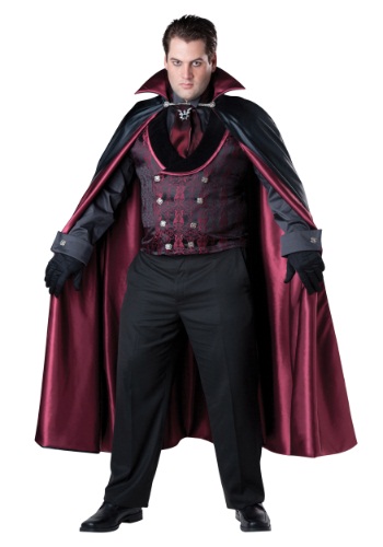 Men's Plus Size Midnight Vampire Costume -image