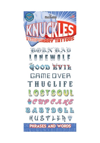 unknown Knuckle Phrases Temporary Tattoos