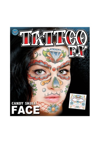 unknown Candy Skull Face Temporary Tattoo