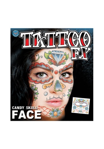 Candy Skull Face Temporary Tattoo -image