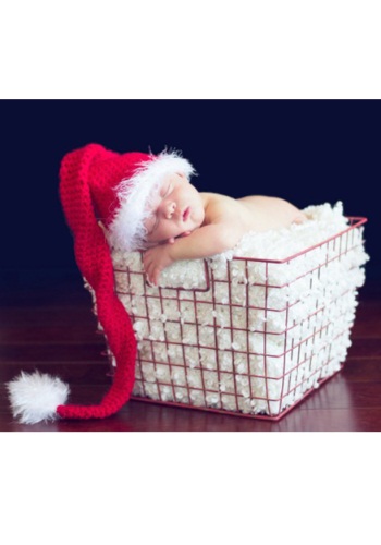 Infant Red Tail Hat with Eyelash Trim -image