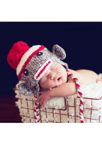 unknown Infant Double Stitch Sock Monkey Hat