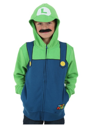 Boys Super Mario Luigi Hoodie By: Fifth Sun for the 2022 Costume season.