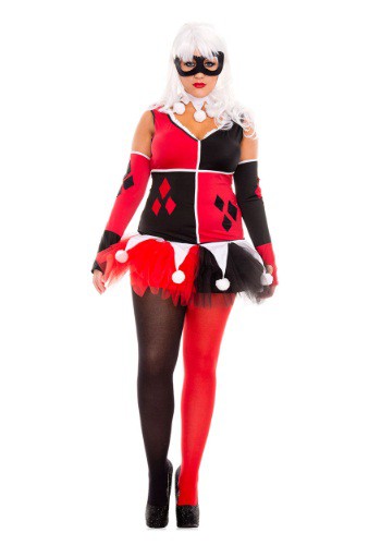 Women's Plus Size Harley Jester Costume By: Music Legs for the 2022 Costume season.