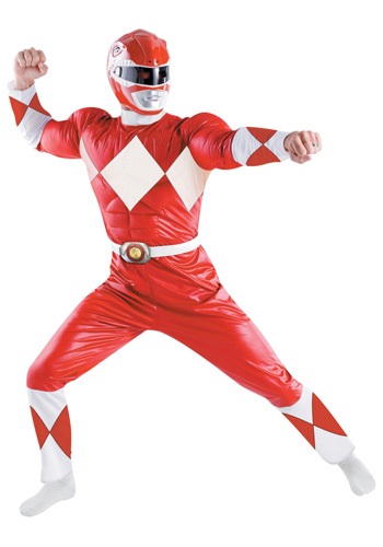 Adult Deluxe Red Power Ranger Costume By: Disguise for the 2022 Costume season.