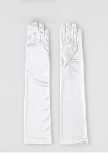 unknown Adult Long Ivory Satin Gloves
