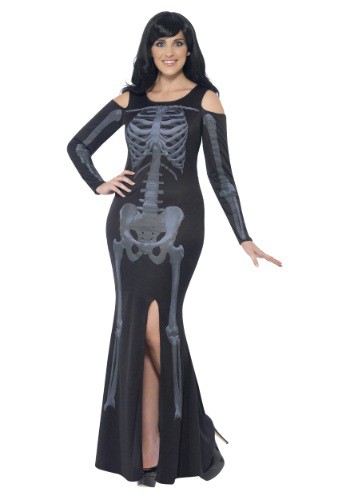 Women's Curves Skeleton Dress By: Smiffys for the 2022 Costume season.
