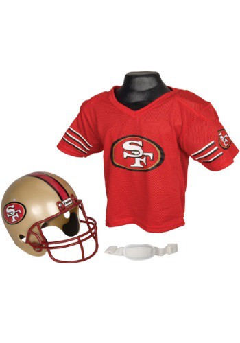 Child NFL San Francisco 49ers Helmet and Jersey Set By: Franklin Sports for the 2022 Costume season.