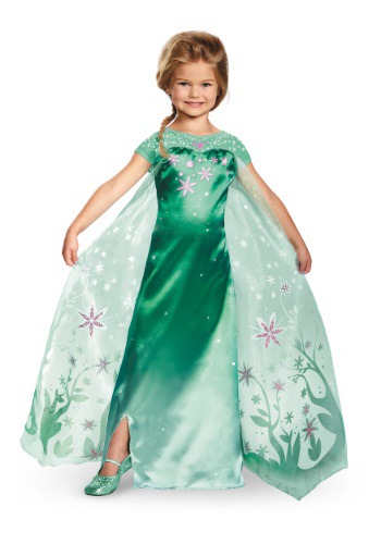 Girls Deluxe Frozen Fever Elsa Costume By: Disguise for the 2022 Costume season.