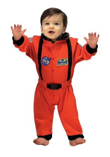 unknown Infant Orange Astronaut Romper