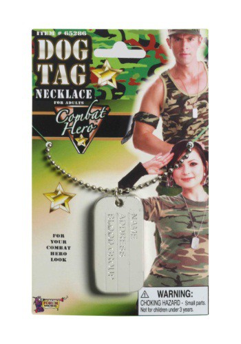Combat Hero Dog Tags By: Forum Novelties, Inc for the 2022 Costume season.
