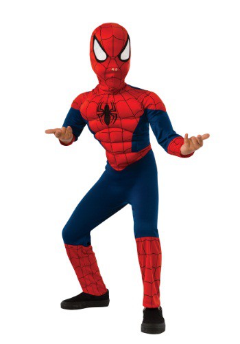 Child Ultimate Spider-Man Muscle Chest Costume By: Rubies Costume Co. Inc for the 2022 Costume season.