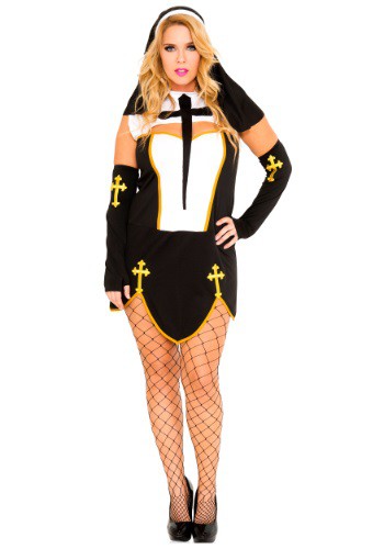 Women s Plus Size Bad Habit Nun Costume