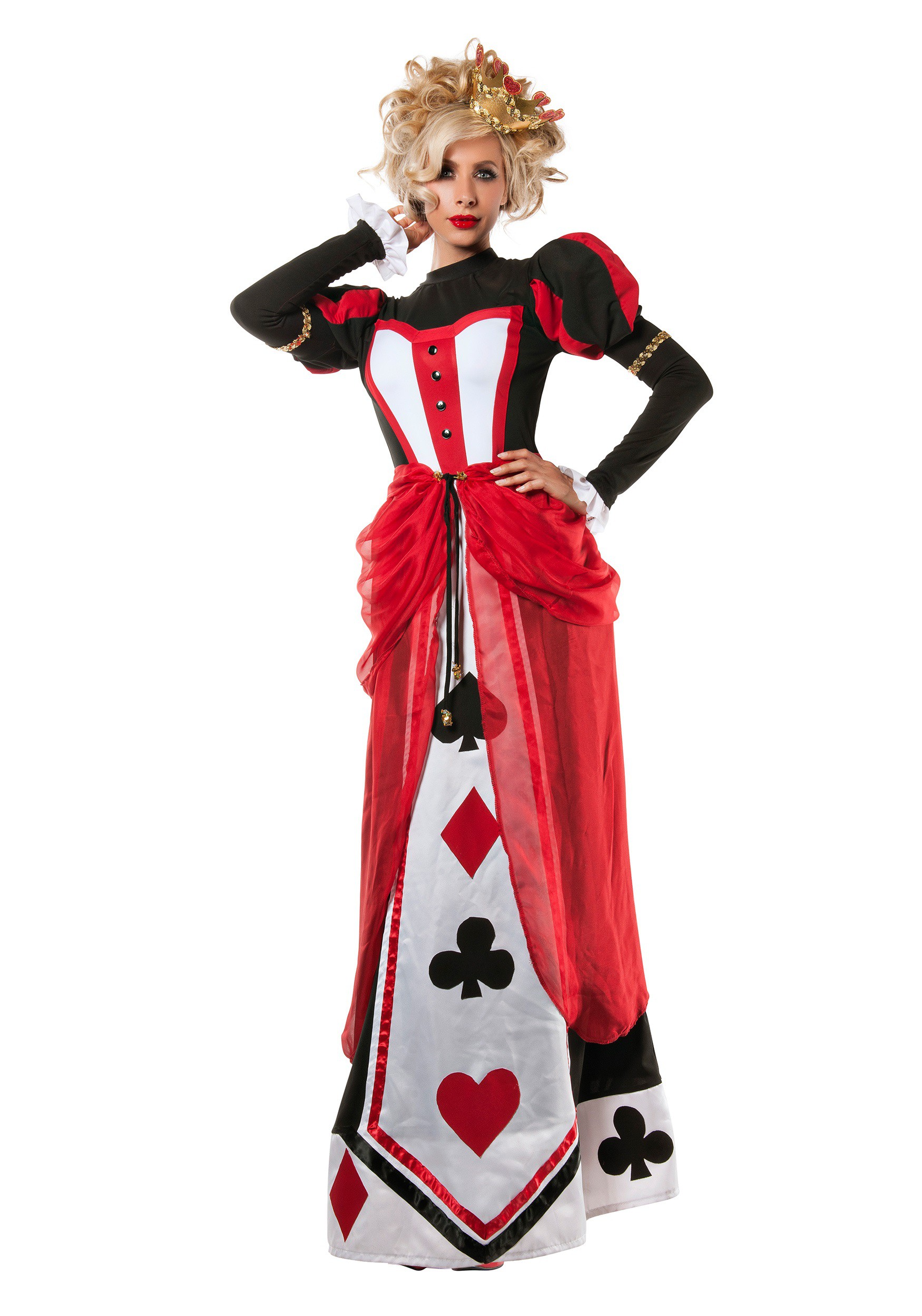Ladies Queen Of Hearts Playing Card Costume Alice Casino 
