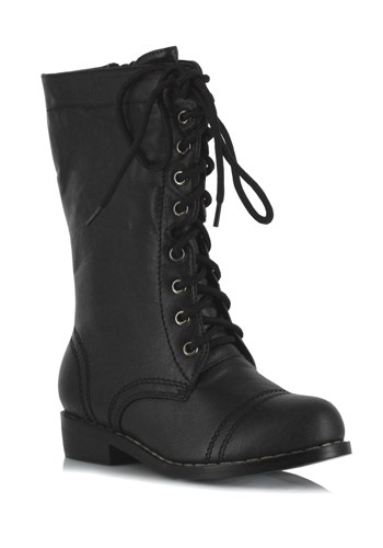 unknown Kids Black Military Boots