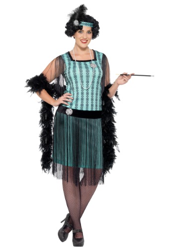 unknown Women's Plus Size 1920s Mint Coco Flapper Costume