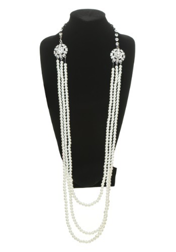 unknown Pearl and Rhinestone Flapper Necklace
