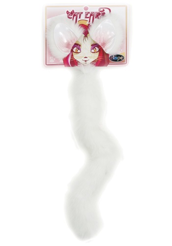 White Cat Ears and Tail -image
