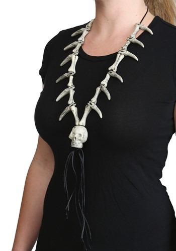 Faux Ivory Necklace W Skull Pendant