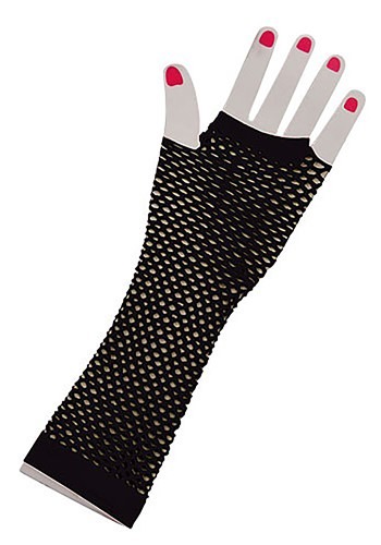 Black Fishnet Fingerless Gloves -image