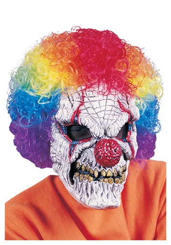 Adult Clown Mask with Wig -image