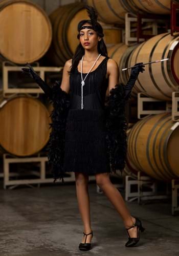Black Fringe 1920's Flapper Costume -image