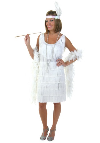 Plus Size White Flapper Girl Costume -image