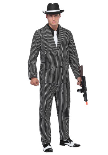 Wide Stripe Plus Size Gangster Costume -image