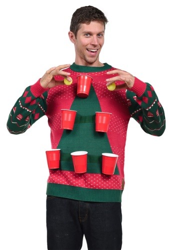 Tipsy Elves Men's Beer Pong Ugly Christmas Sweater
