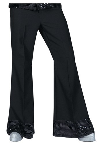 Black Sequin Cuff Disco Pants -image