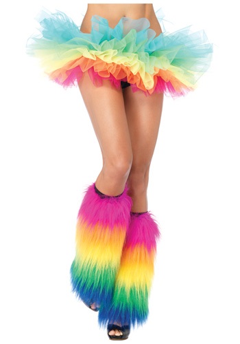 Rainbow Furry Leg Warmers By: Leg Avenue for the 2022 Costume season.
