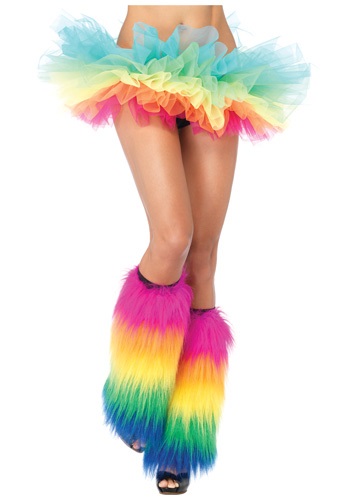Rainbow Furry Leg Warmers -image