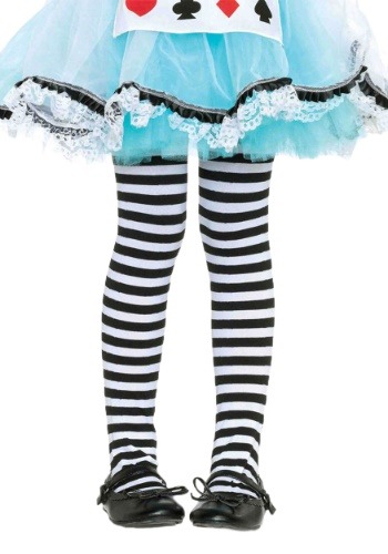 unknown Kids Black and White Striped Tights