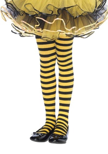 Kids Black and Yellow Striped Tights -image