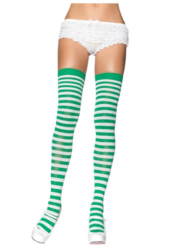 Green and White Nylon Stockings -image