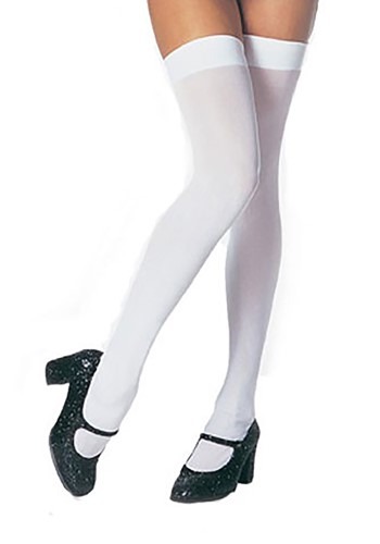 Plus Size Thigh High White Stockings -image