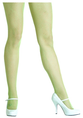 Neon Green Fishnet Tights -image